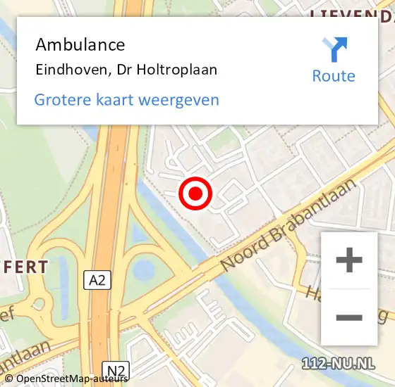 Locatie op kaart van de 112 melding: Ambulance Eindhoven, Dr Holtroplaan op 22 november 2018 17:07