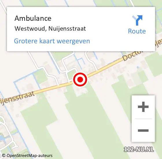 Locatie op kaart van de 112 melding: Ambulance Westwoud, Nuijensstraat op 22 november 2018 17:29