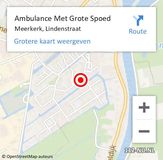 Locatie op kaart van de 112 melding: Ambulance Met Grote Spoed Naar Meerkerk, Lindenstraat op 22 november 2018 18:00