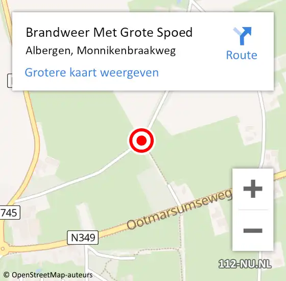 Locatie op kaart van de 112 melding: Brandweer Met Grote Spoed Naar Albergen, Monnikenbraakweg op 22 november 2018 19:22