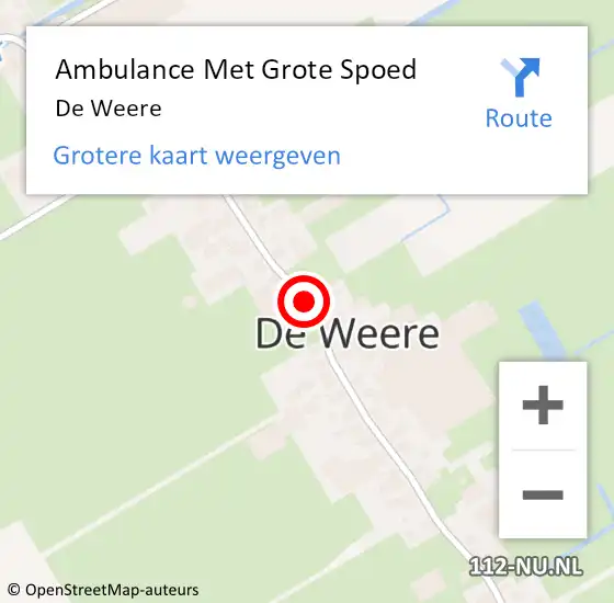 Locatie op kaart van de 112 melding: Ambulance Met Grote Spoed Naar De Weere op 22 november 2018 19:49