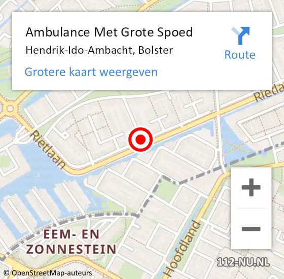 Locatie op kaart van de 112 melding: Ambulance Met Grote Spoed Naar Hendrik-Ido-Ambacht, Bolster op 22 november 2018 21:22