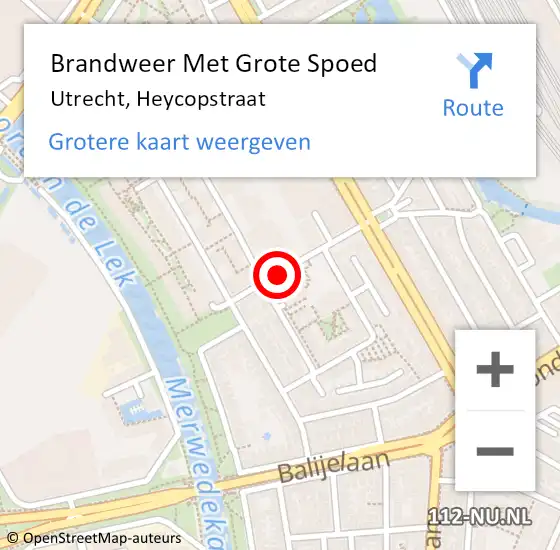 Locatie op kaart van de 112 melding: Brandweer Met Grote Spoed Naar Utrecht, Heycopstraat op 22 november 2018 21:54