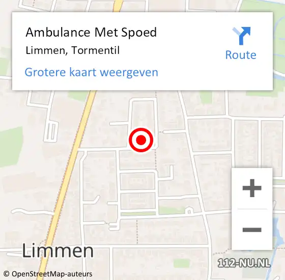 Locatie op kaart van de 112 melding: Ambulance Met Spoed Naar Limmen, Tormentil op 23 november 2018 02:11