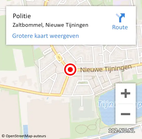 Locatie op kaart van de 112 melding: Politie Zaltbommel, Nieuwe Tijningen op 23 november 2018 07:10