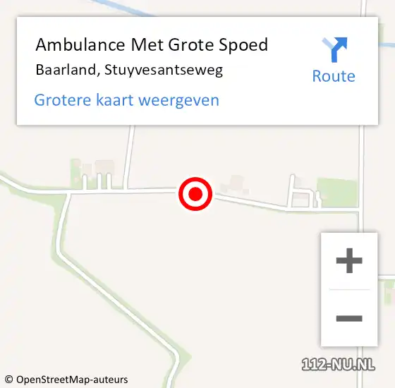 Locatie op kaart van de 112 melding: Ambulance Met Grote Spoed Naar Baarland, Stuyvesantseweg op 23 november 2018 08:43