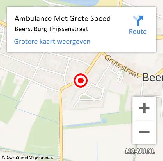 Locatie op kaart van de 112 melding: Ambulance Met Grote Spoed Naar Beers, Burg Thijssenstraat op 23 november 2018 09:15