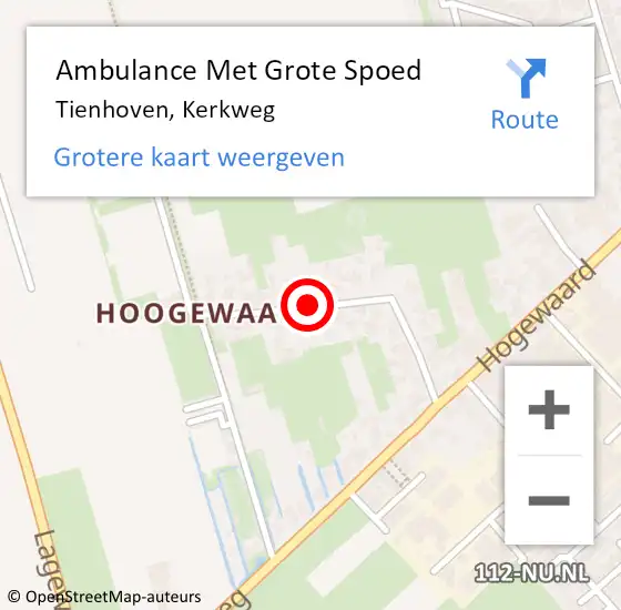 Locatie op kaart van de 112 melding: Ambulance Met Grote Spoed Naar Tienhoven, Kerkweg op 23 november 2018 10:15