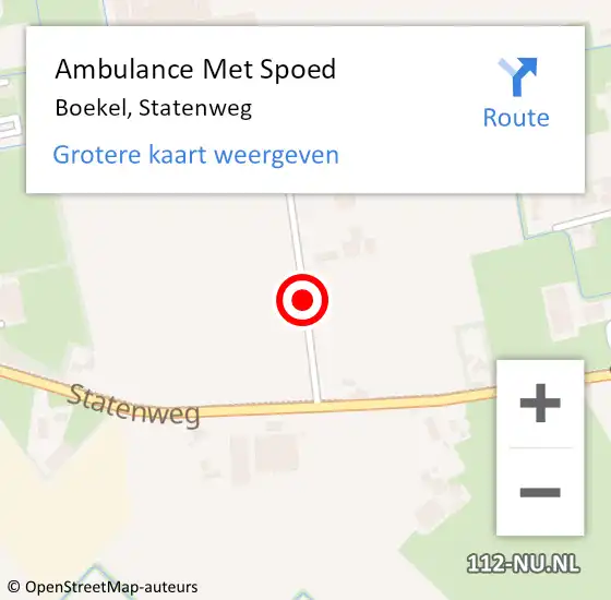 Locatie op kaart van de 112 melding: Ambulance Met Spoed Naar Boekel, Statenweg op 23 november 2018 10:16