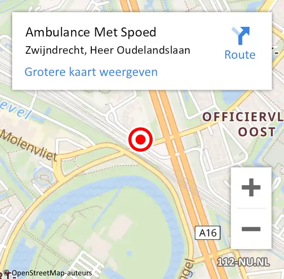 Locatie op kaart van de 112 melding: Ambulance Met Spoed Naar Zwijndrecht, Heer Oudelandslaan op 23 november 2018 10:34