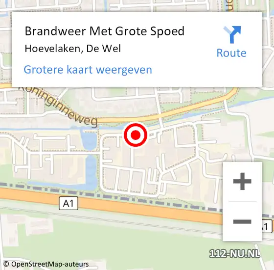 Locatie op kaart van de 112 melding: Brandweer Met Grote Spoed Naar Hoevelaken, De Wel op 23 november 2018 11:22