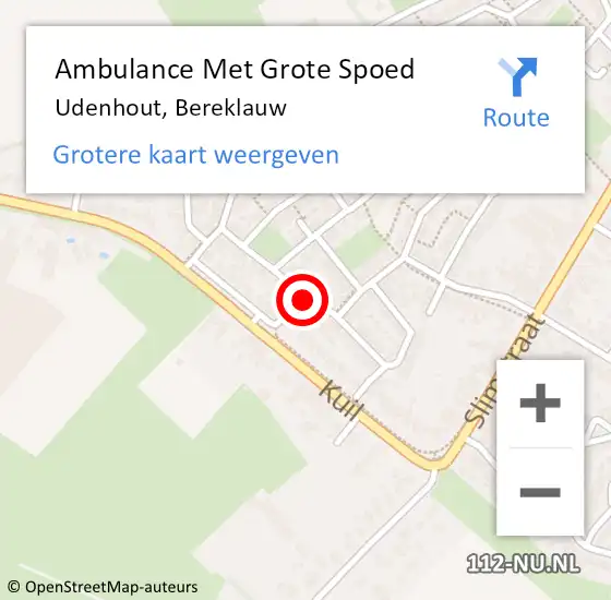 Locatie op kaart van de 112 melding: Ambulance Met Grote Spoed Naar Udenhout, Bereklauw op 23 november 2018 11:33