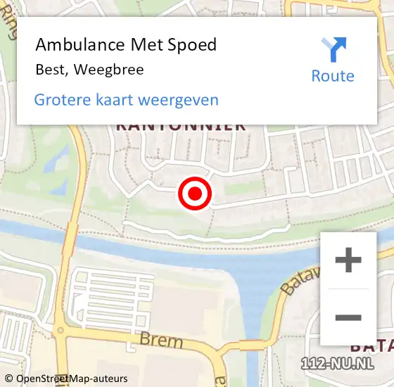 Locatie op kaart van de 112 melding: Ambulance Met Spoed Naar Best, Weegbree op 23 november 2018 12:02