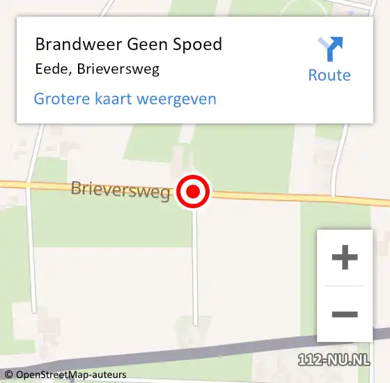 Locatie op kaart van de 112 melding: Brandweer Geen Spoed Naar Eede, Brieversweg op 23 november 2018 13:54