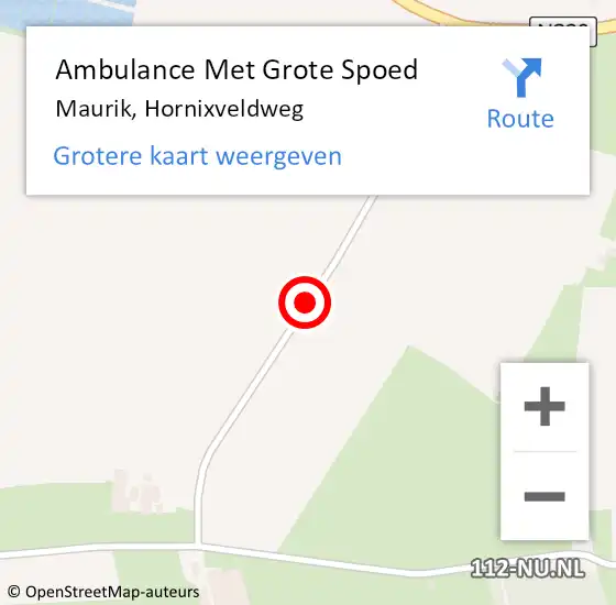 Locatie op kaart van de 112 melding: Ambulance Met Grote Spoed Naar Maurik, Hornixveldweg op 23 november 2018 14:05