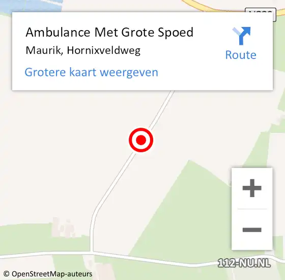 Locatie op kaart van de 112 melding: Ambulance Met Grote Spoed Naar Maurik, Hornixveldweg op 23 november 2018 14:07