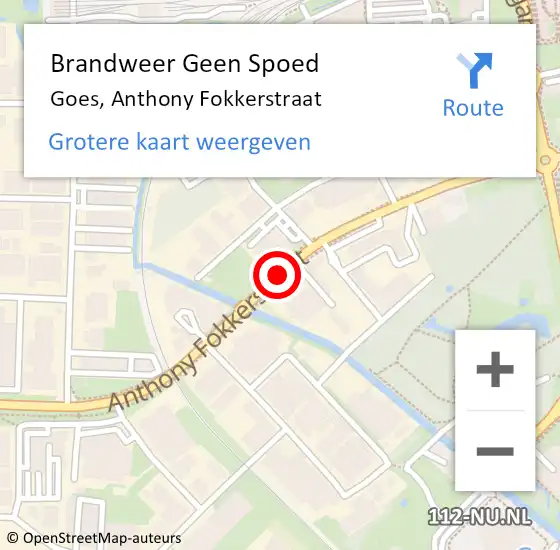 Locatie op kaart van de 112 melding: Brandweer Geen Spoed Naar Goes, Anthony Fokkerstraat op 23 november 2018 14:12