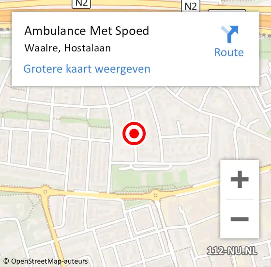 Locatie op kaart van de 112 melding: Ambulance Met Spoed Naar Waalre, Hostalaan op 23 november 2018 14:42