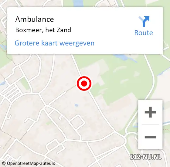 Locatie op kaart van de 112 melding: Ambulance Boxmeer, het Zand op 23 november 2018 16:10