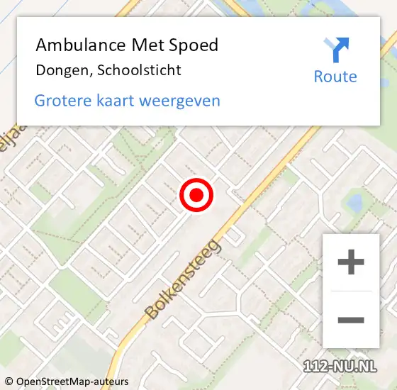 Locatie op kaart van de 112 melding: Ambulance Met Spoed Naar Dongen, Schoolsticht op 23 november 2018 16:24