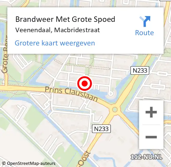 Locatie op kaart van de 112 melding: Brandweer Met Grote Spoed Naar Veenendaal, Macbridestraat op 23 november 2018 16:48