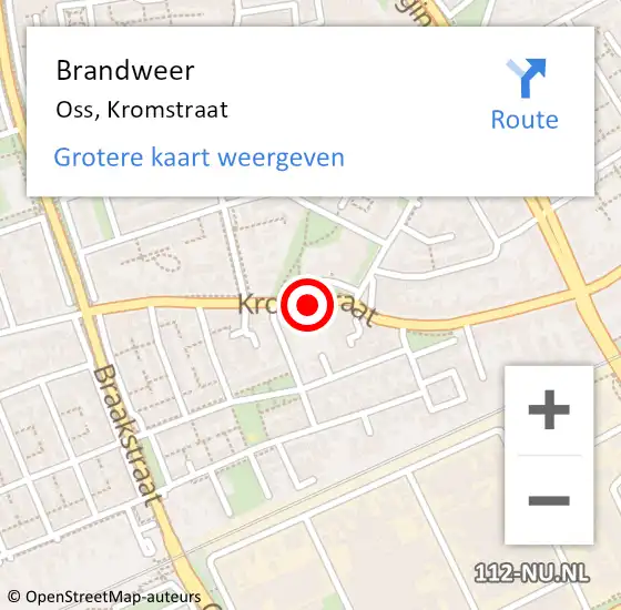 Locatie op kaart van de 112 melding: Brandweer Oss, Kromstraat op 23 november 2018 18:28