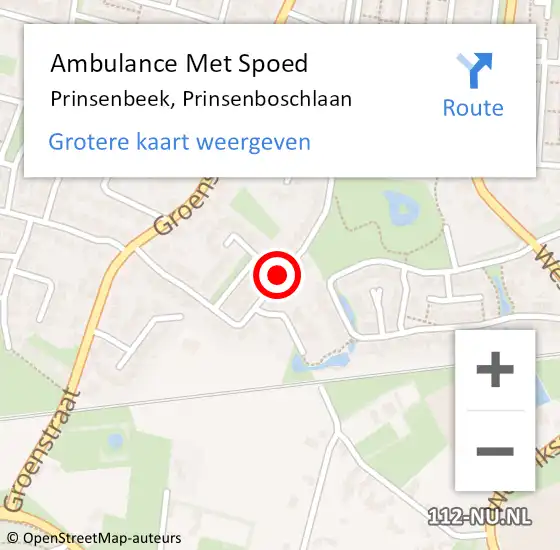 Locatie op kaart van de 112 melding: Ambulance Met Spoed Naar Prinsenbeek, Prinsenboschlaan op 23 november 2018 18:48