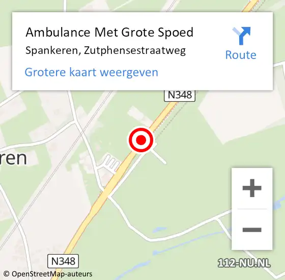 Locatie op kaart van de 112 melding: Ambulance Met Grote Spoed Naar Spankeren, Zutphensestraatweg op 23 november 2018 18:57