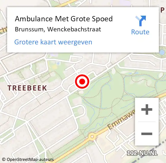 Locatie op kaart van de 112 melding: Ambulance Met Grote Spoed Naar Brunssum, Wenckebachstraat op 15 maart 2014 14:44