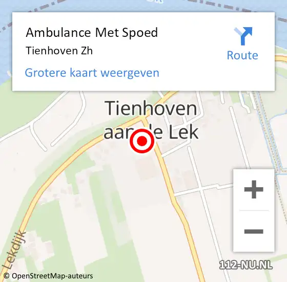 Locatie op kaart van de 112 melding: Ambulance Met Spoed Naar Tienhoven Zh op 23 november 2018 19:08