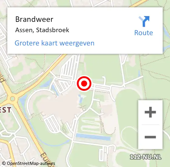 Locatie op kaart van de 112 melding: Brandweer Assen, Stadsbroek op 23 november 2018 19:49