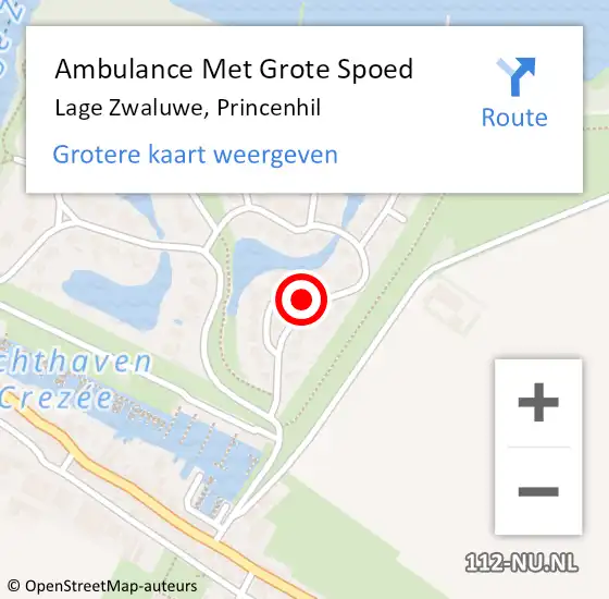 Locatie op kaart van de 112 melding: Ambulance Met Grote Spoed Naar Lage Zwaluwe, Princenhil op 23 november 2018 20:45