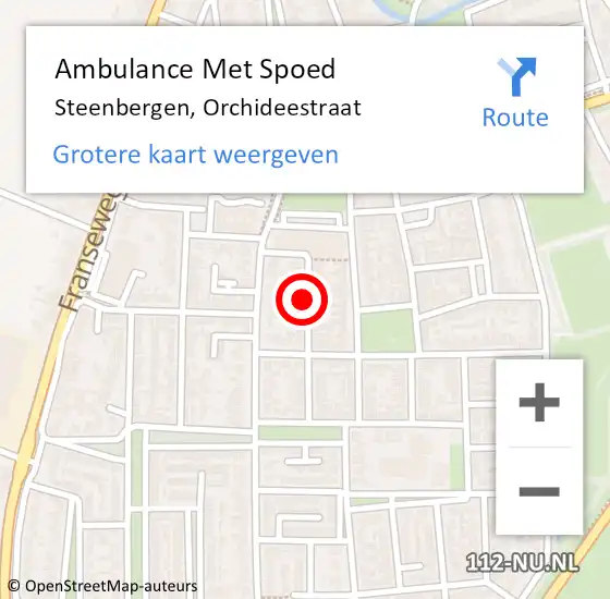 Locatie op kaart van de 112 melding: Ambulance Met Spoed Naar Steenbergen, Orchideestraat op 23 november 2018 21:54