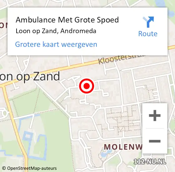 Locatie op kaart van de 112 melding: Ambulance Met Grote Spoed Naar Loon op Zand, Andromeda op 23 november 2018 22:04