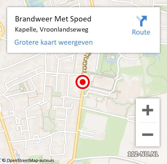 Locatie op kaart van de 112 melding: Brandweer Met Spoed Naar Kapelle, Vroonlandseweg op 23 november 2018 22:32