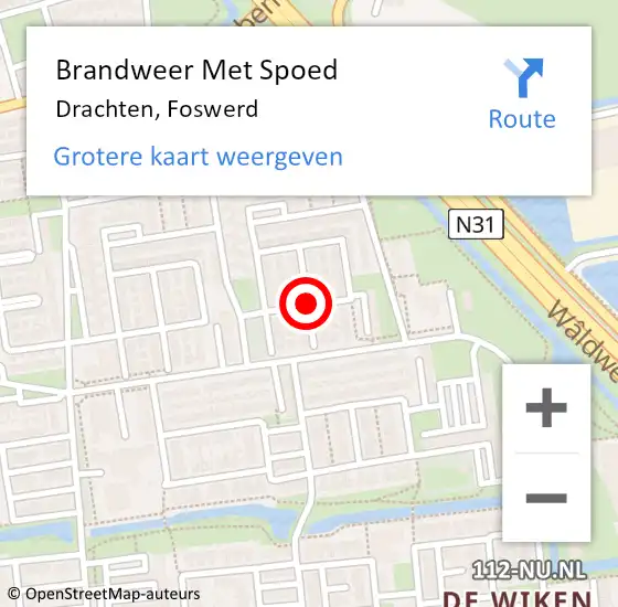 Locatie op kaart van de 112 melding: Brandweer Met Spoed Naar Drachten, Foswerd op 24 november 2018 04:03