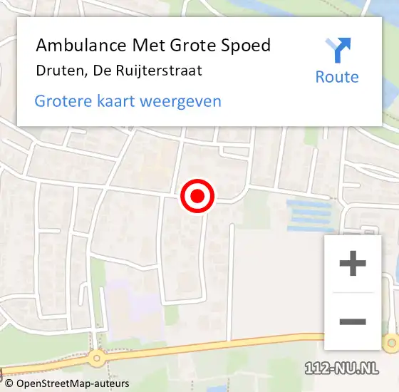 Locatie op kaart van de 112 melding: Ambulance Met Grote Spoed Naar Druten, De Ruijterstraat op 24 november 2018 06:17