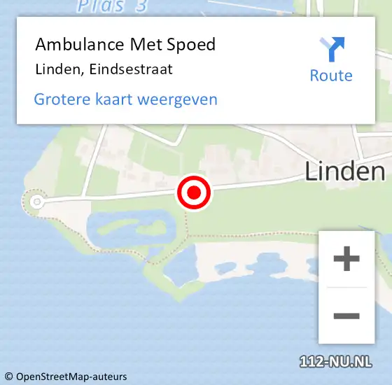 Locatie op kaart van de 112 melding: Ambulance Met Spoed Naar Linden, Eindsestraat op 24 november 2018 07:07