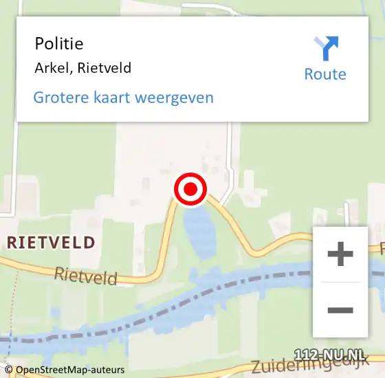 Locatie op kaart van de 112 melding: Politie Arkel, Rietveld op 24 november 2018 08:31