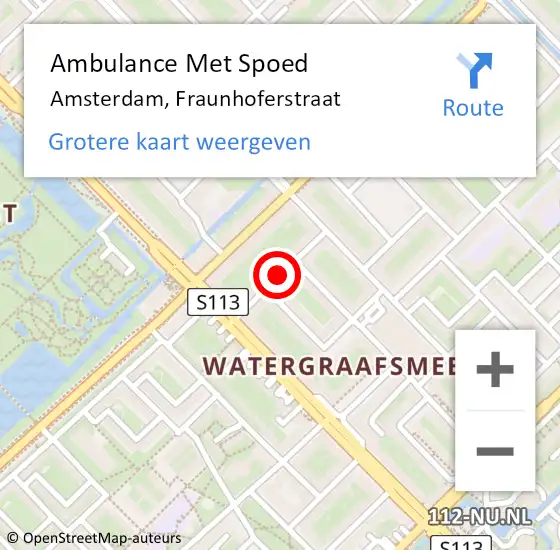 Locatie op kaart van de 112 melding: Ambulance Met Spoed Naar Amsterdam, Fraunhoferstraat op 24 november 2018 09:31