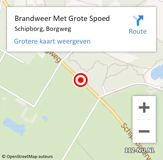 Locatie op kaart van de 112 melding: Brandweer Met Grote Spoed Naar Schipborg, Borgweg op 24 november 2018 09:44