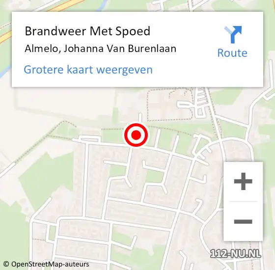 Locatie op kaart van de 112 melding: Brandweer Met Spoed Naar Almelo, Johanna van Burenlaan op 24 november 2018 10:11