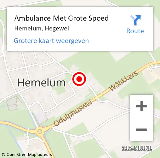Locatie op kaart van de 112 melding: Ambulance Met Grote Spoed Naar Hemelum, Hegewei op 24 november 2018 10:14