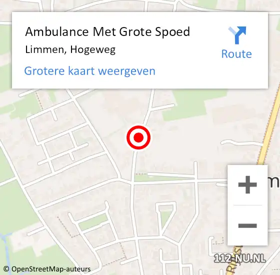 Locatie op kaart van de 112 melding: Ambulance Met Grote Spoed Naar Limmen, Hogeweg op 24 november 2018 11:38