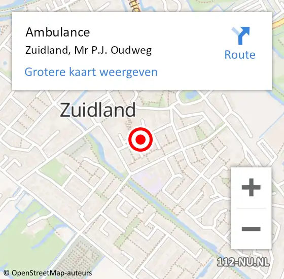 Locatie op kaart van de 112 melding: Ambulance Zuidland, Mr P.J. Oudweg op 24 november 2018 11:52