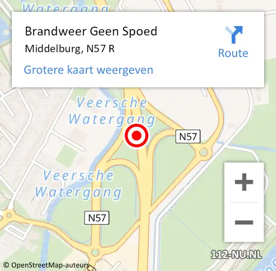 Locatie op kaart van de 112 melding: Brandweer Geen Spoed Naar Middelburg, N57 R op 24 november 2018 11:52