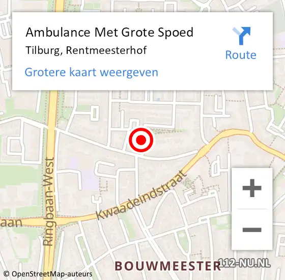 Locatie op kaart van de 112 melding: Ambulance Met Grote Spoed Naar Tilburg, Rentmeesterhof op 15 maart 2014 15:47