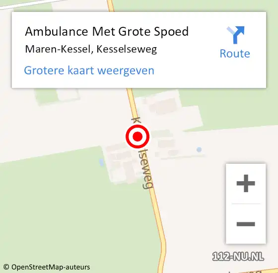 Locatie op kaart van de 112 melding: Ambulance Met Grote Spoed Naar Maren-Kessel, Kesselseweg op 24 november 2018 12:14