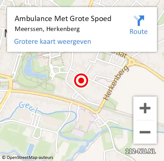 Locatie op kaart van de 112 melding: Ambulance Met Grote Spoed Naar Meerssen, Herkenberg op 15 maart 2014 15:49