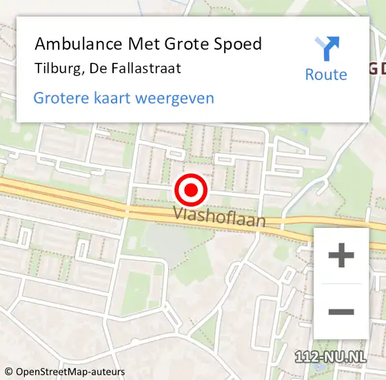 Locatie op kaart van de 112 melding: Ambulance Met Grote Spoed Naar Tilburg, De Fallastraat op 24 november 2018 13:27